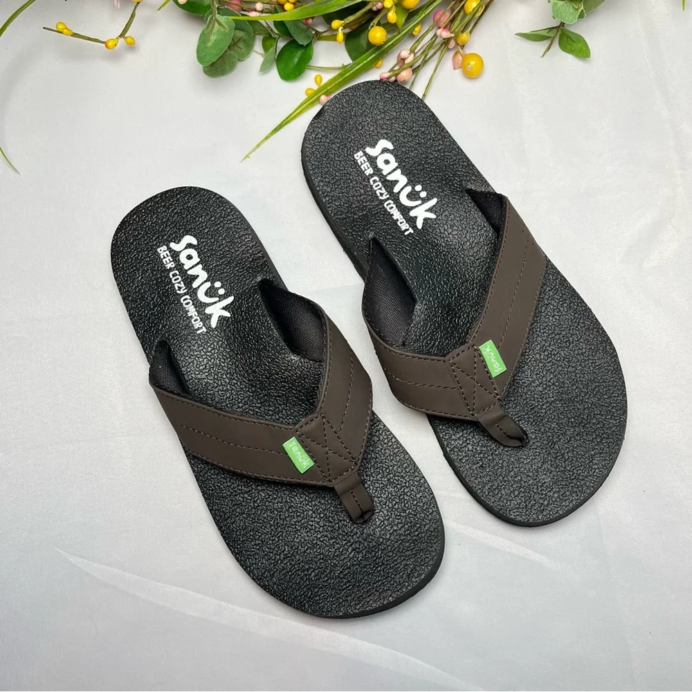 Sanuk Beer Cozy Coaster Flip Flops Mens Size 7 New